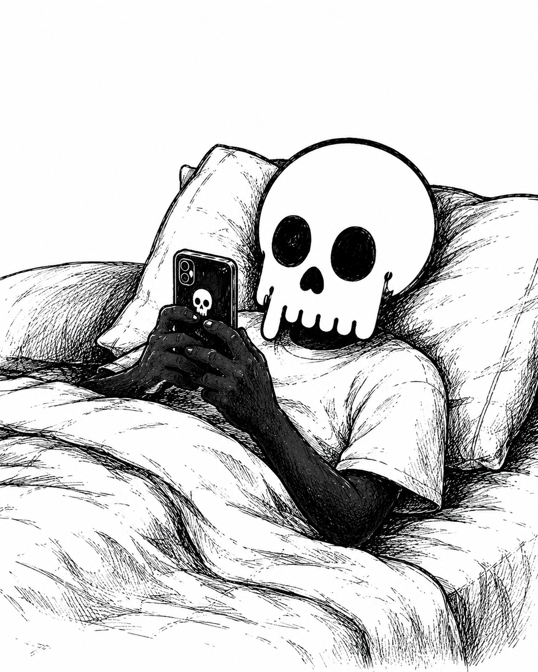 Sadboi mascot in bed